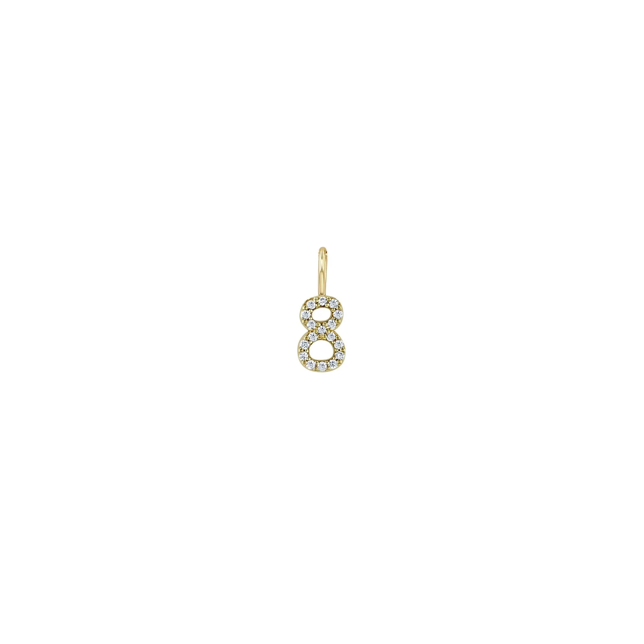 14k Pavé Diamond Number Charm Pendant