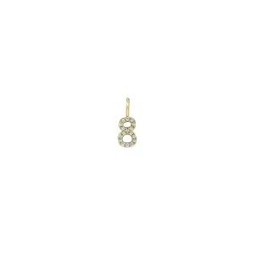 14k Pavé Diamond Number Charm Pendant