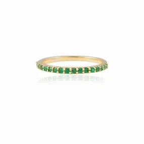 18K Gold Emerald Stackable Half Eternity Band