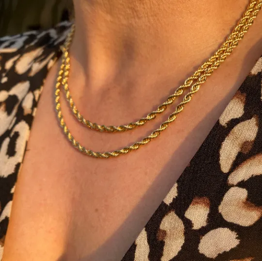 18k Gold Filled Rope Chain In 3.0mm Thickness Gold Chain