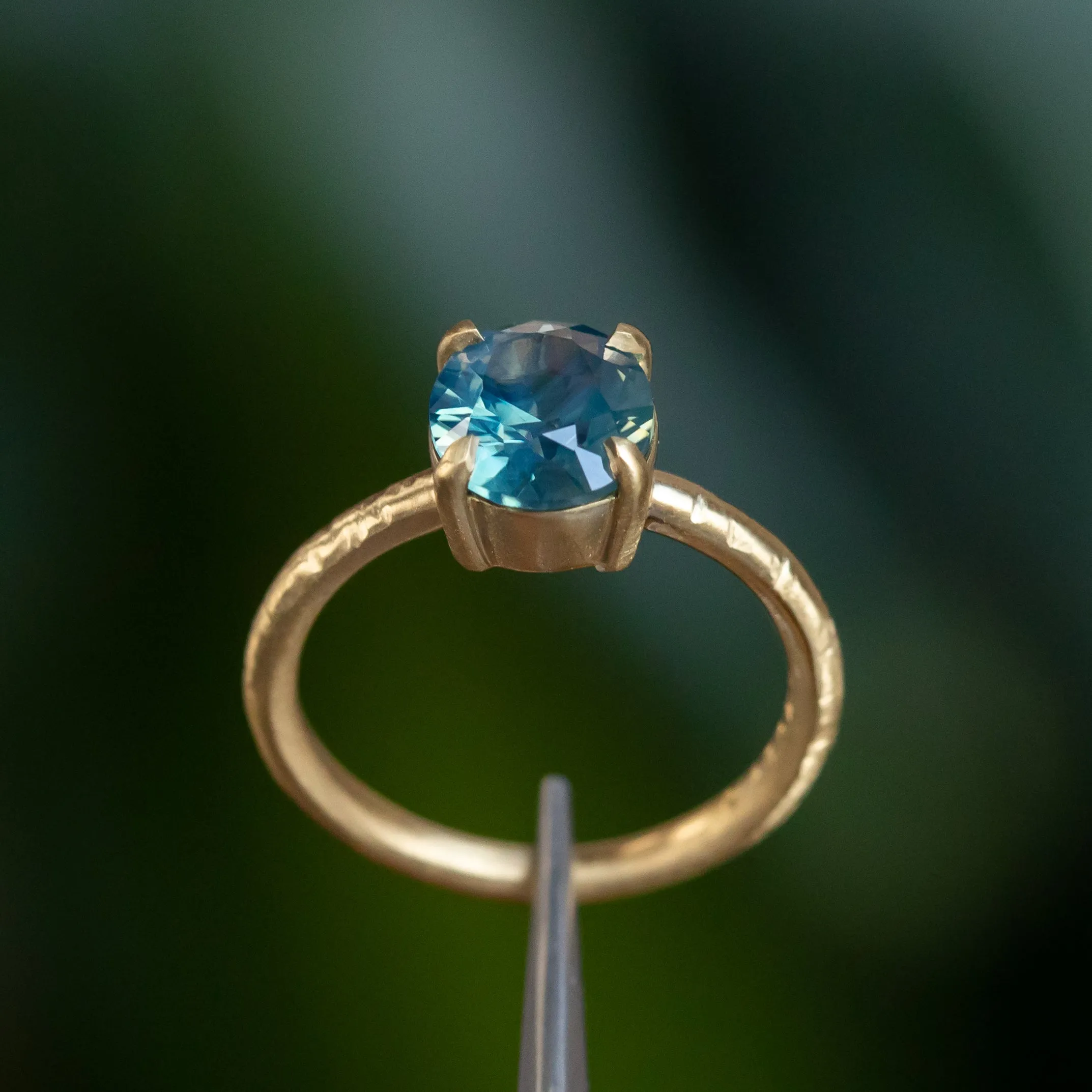 2.20ct Oval Silky Nigerian Sapphire Low Profile 4 Prong Evergreen Solitaire in 18k Yellow Gold