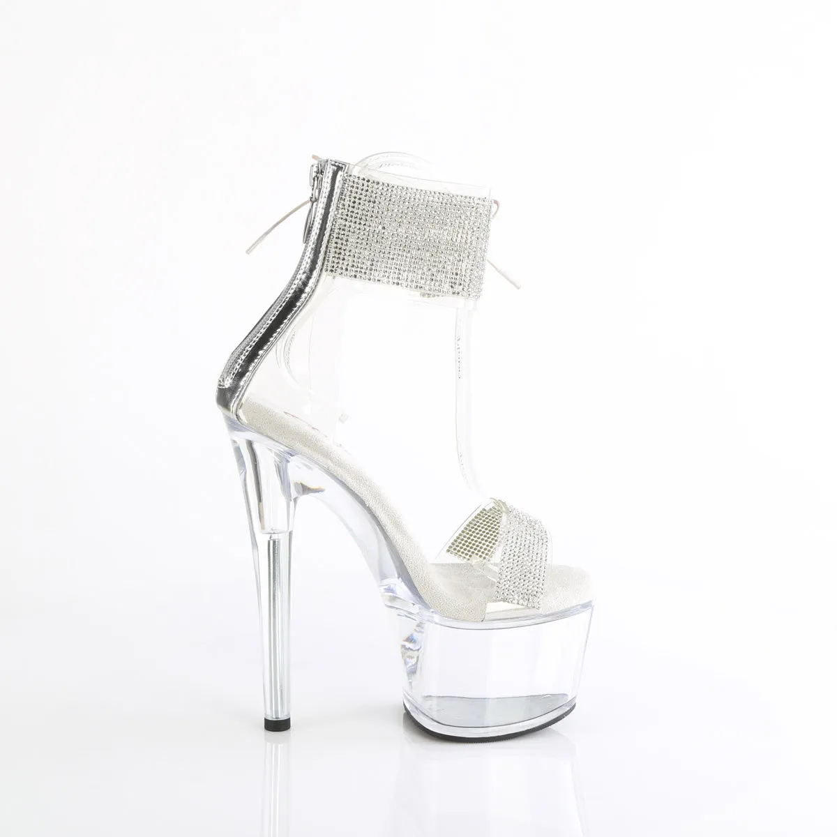 7 Inch Heel PASSION-727RS Clear Silver Clear