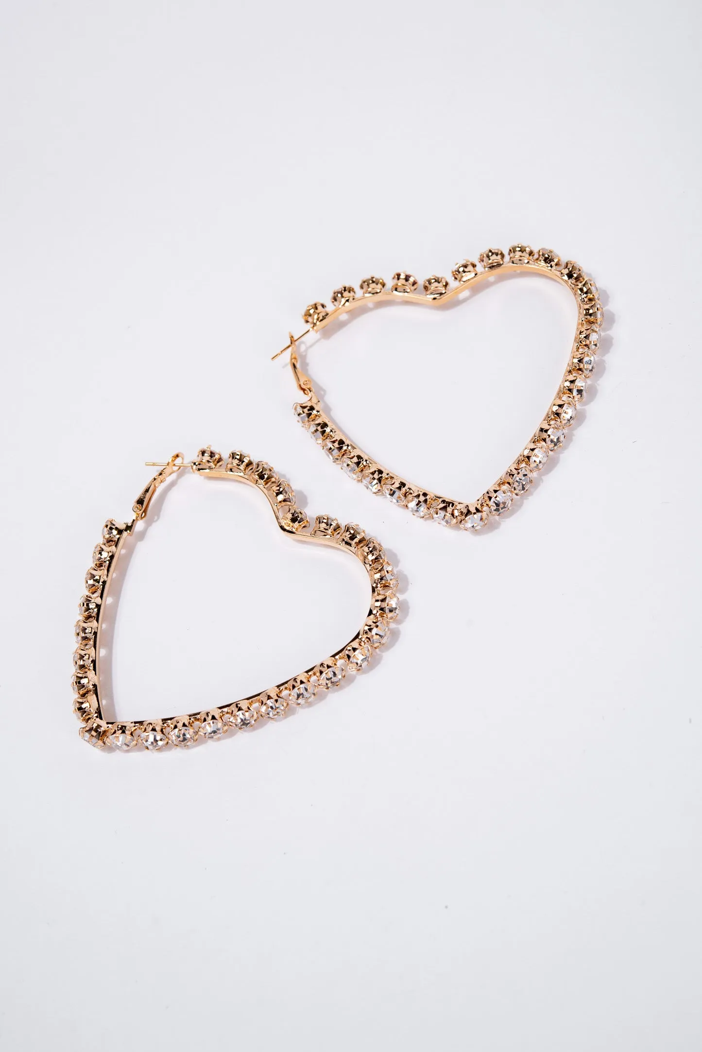 Adalyn Rhinestone Heart Hoop Earrings