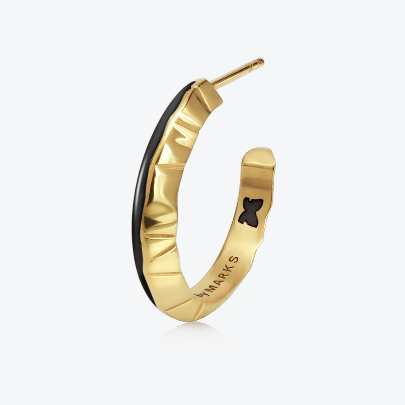 A.Iceberg SM 18K Gold Hoops w. Black enamel