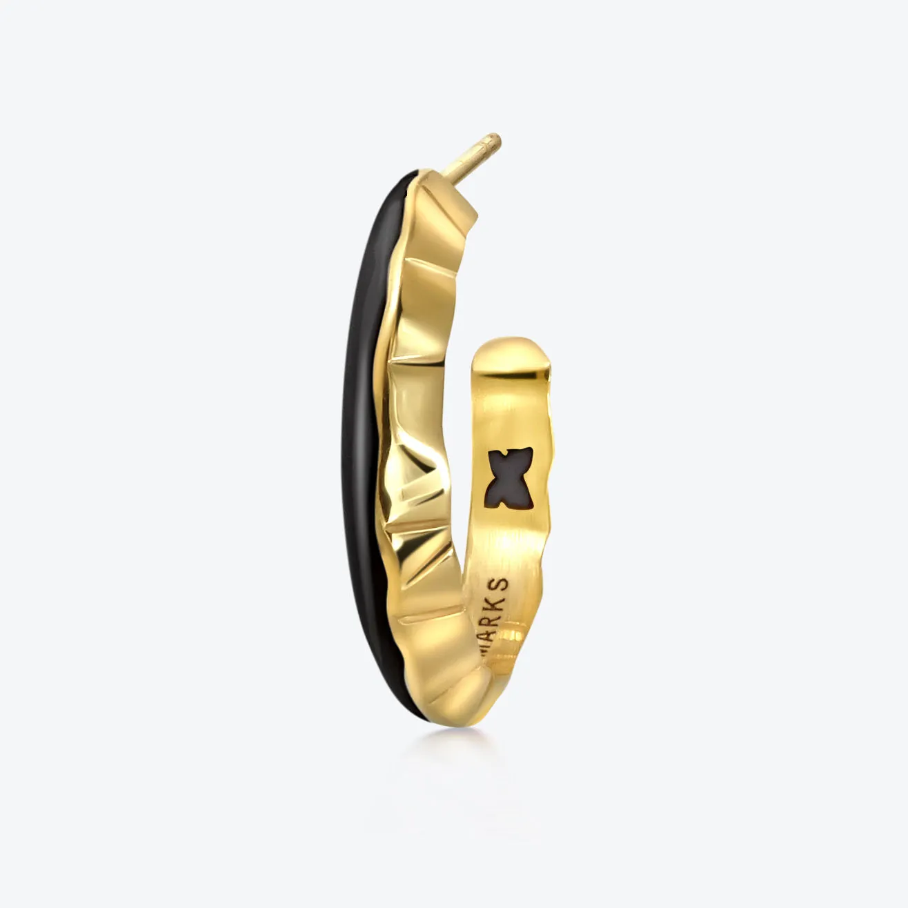 A.Iceberg SM 18K Gold Hoops w. Black enamel