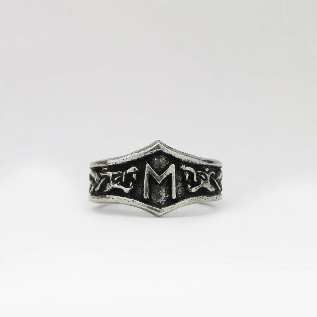 Asgard Ehwaz Letter E Rune Ring - Adjustable