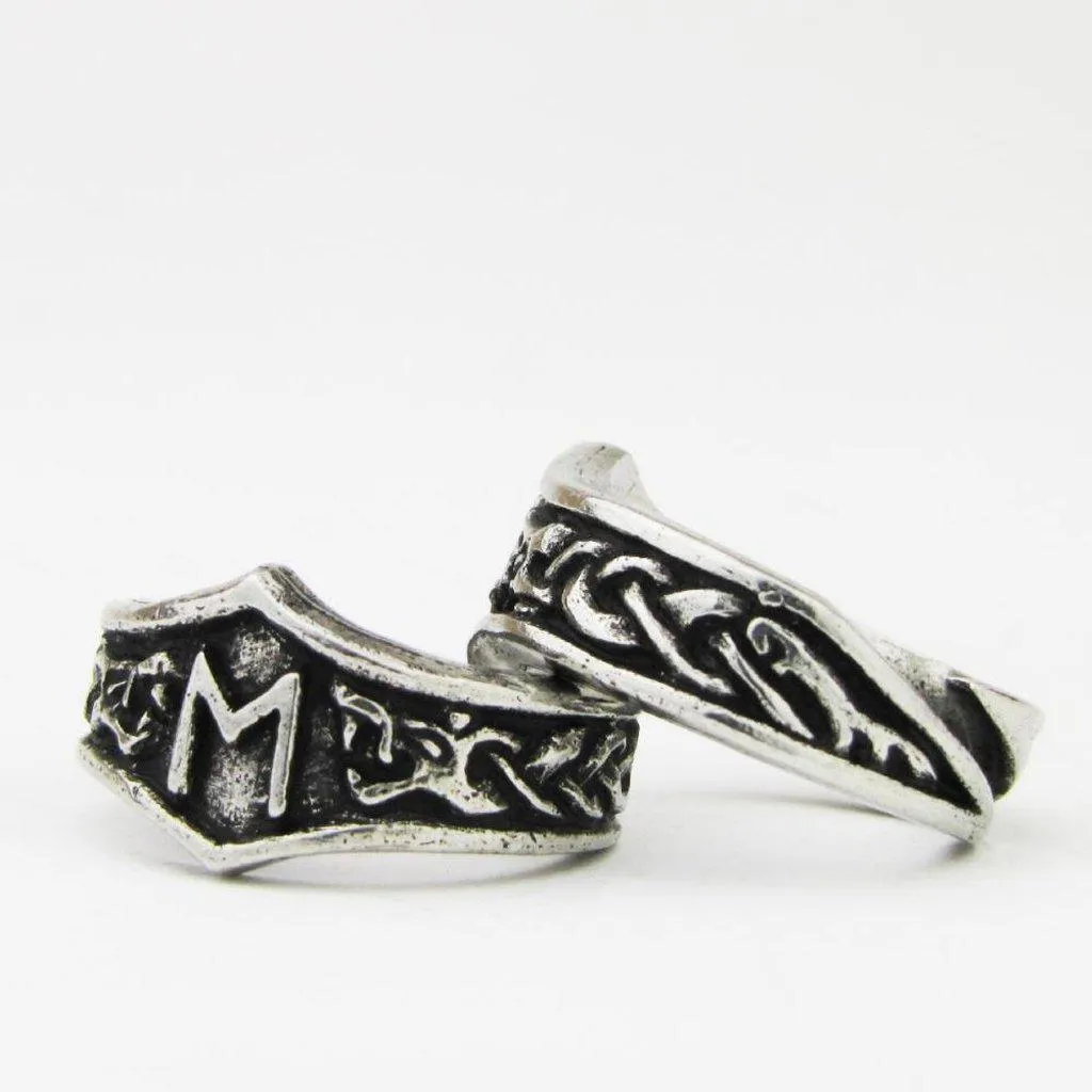 Asgard Ehwaz Letter E Rune Ring - Adjustable