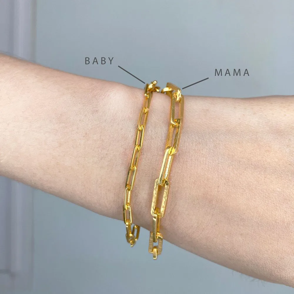 Baby Paperclip Gold Vermeil Bracelet 7''