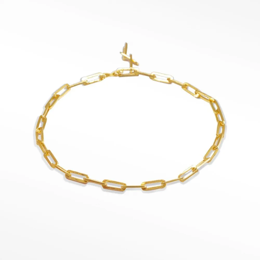 Baby Paperclip Gold Vermeil Bracelet 7''