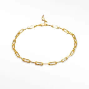 Baby Paperclip Gold Vermeil Bracelet 7''