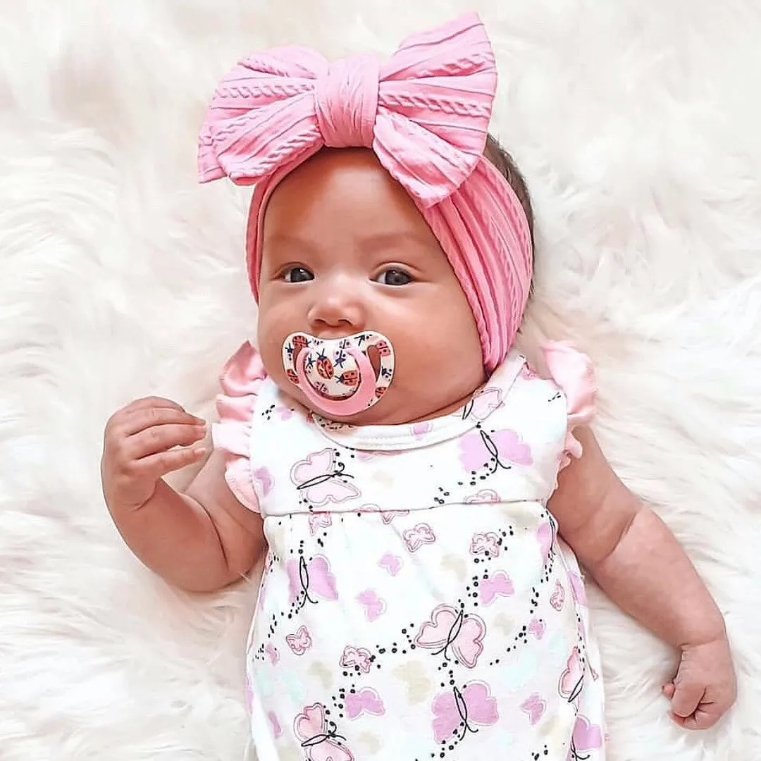 Baby Top Knot Double Bow Headband Peony