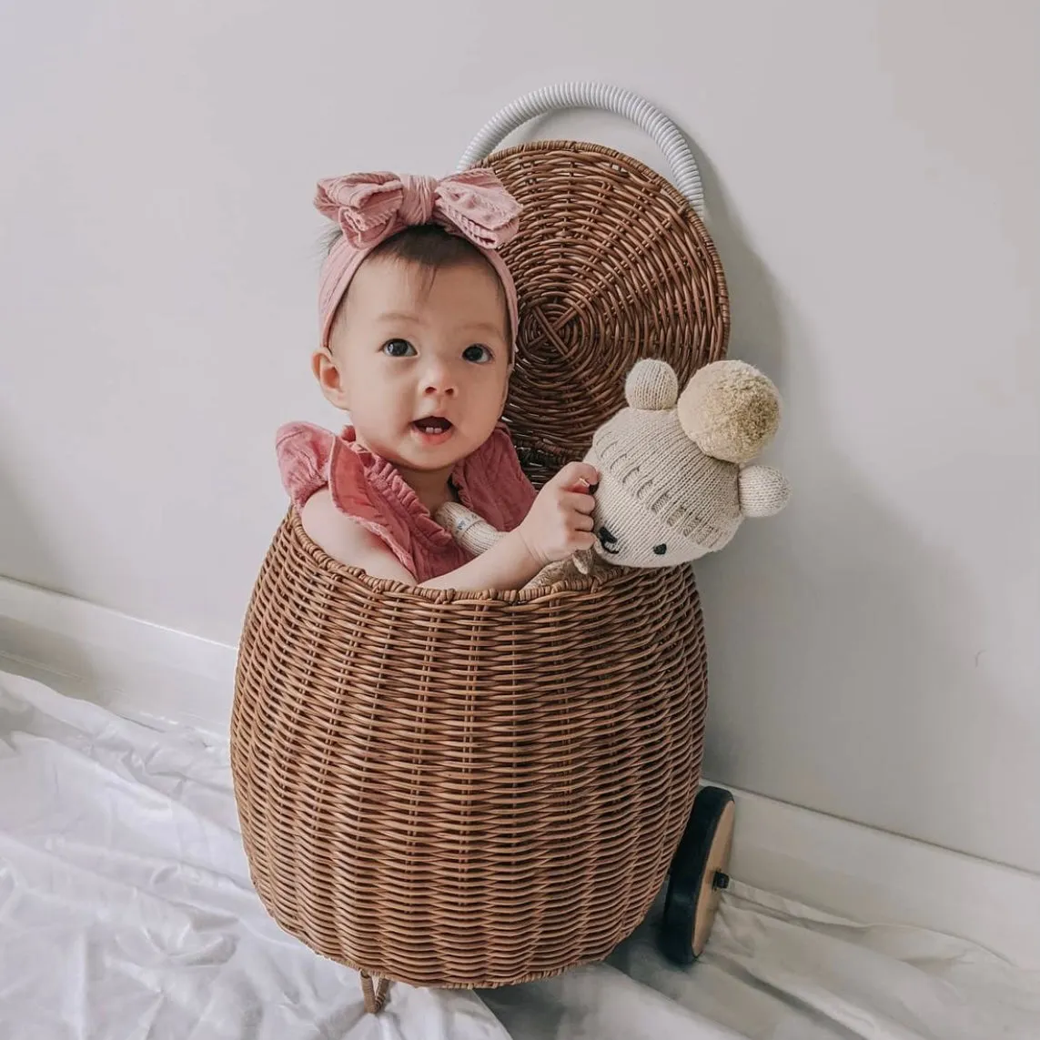 Baby Top Knot Double Bow Headband Peony