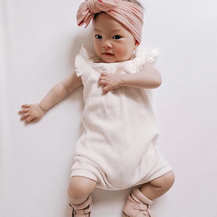 Baby Top Knot Double Bow Headband Peony