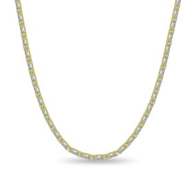 Baguette and Round Cut Tennis Chain - 3mm Yellow Gold