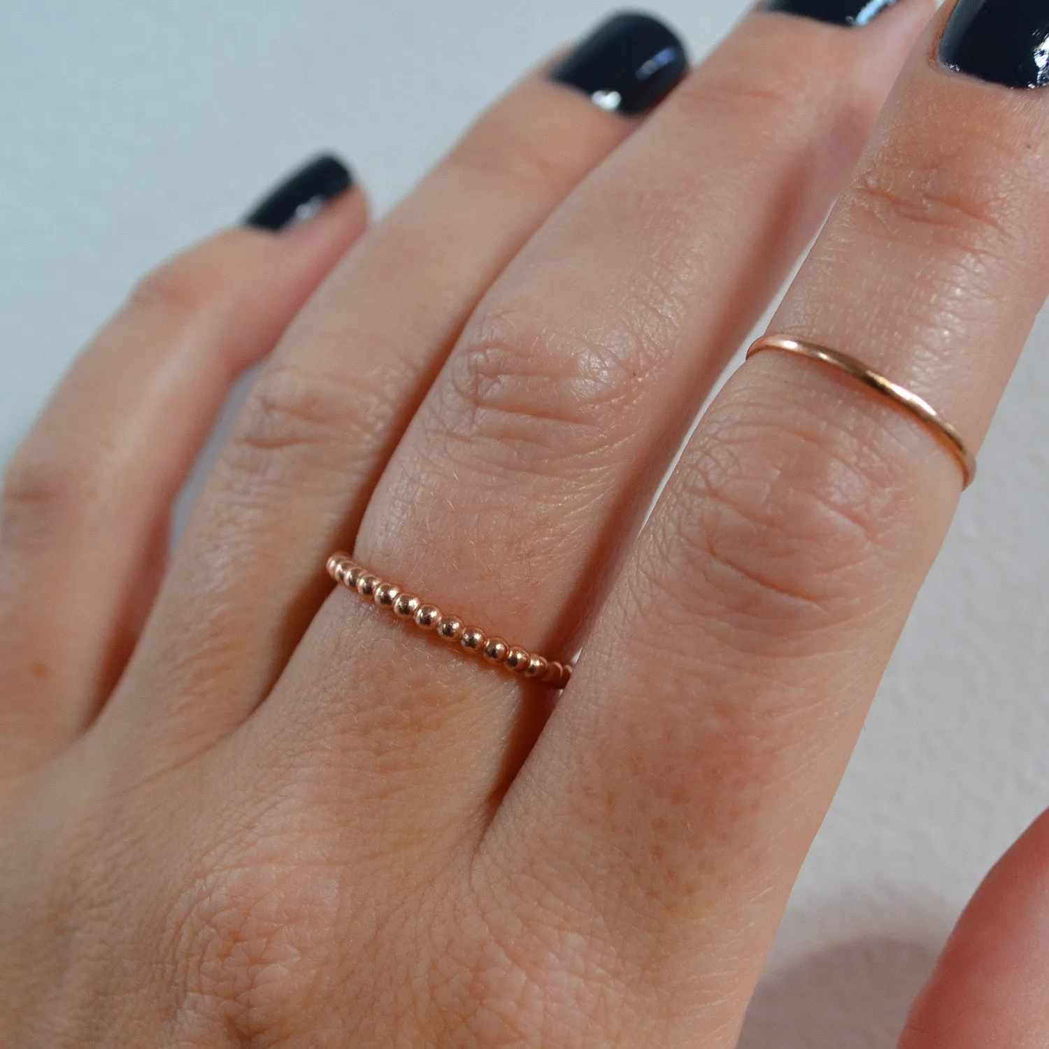 Beaded Stacking Ring, Gold, Rose Gold, or Silver