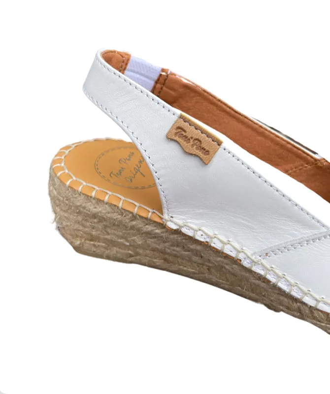 Bernia White Leather  Espadrille