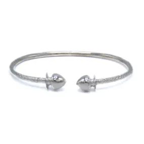 Better Jewelry Large Acorn Ends .925 Sterling Silver West Indian Bangle, 1 piece