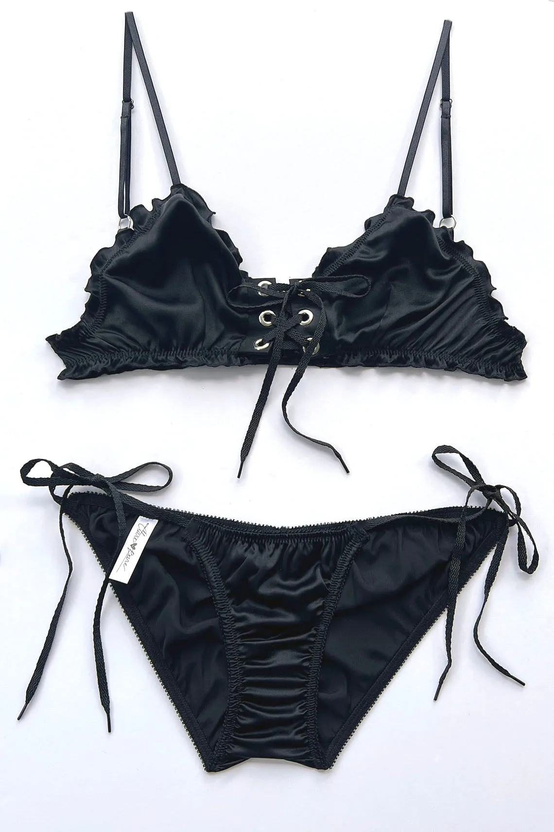 Cardamine Bralette in Black Silk Charmeuse