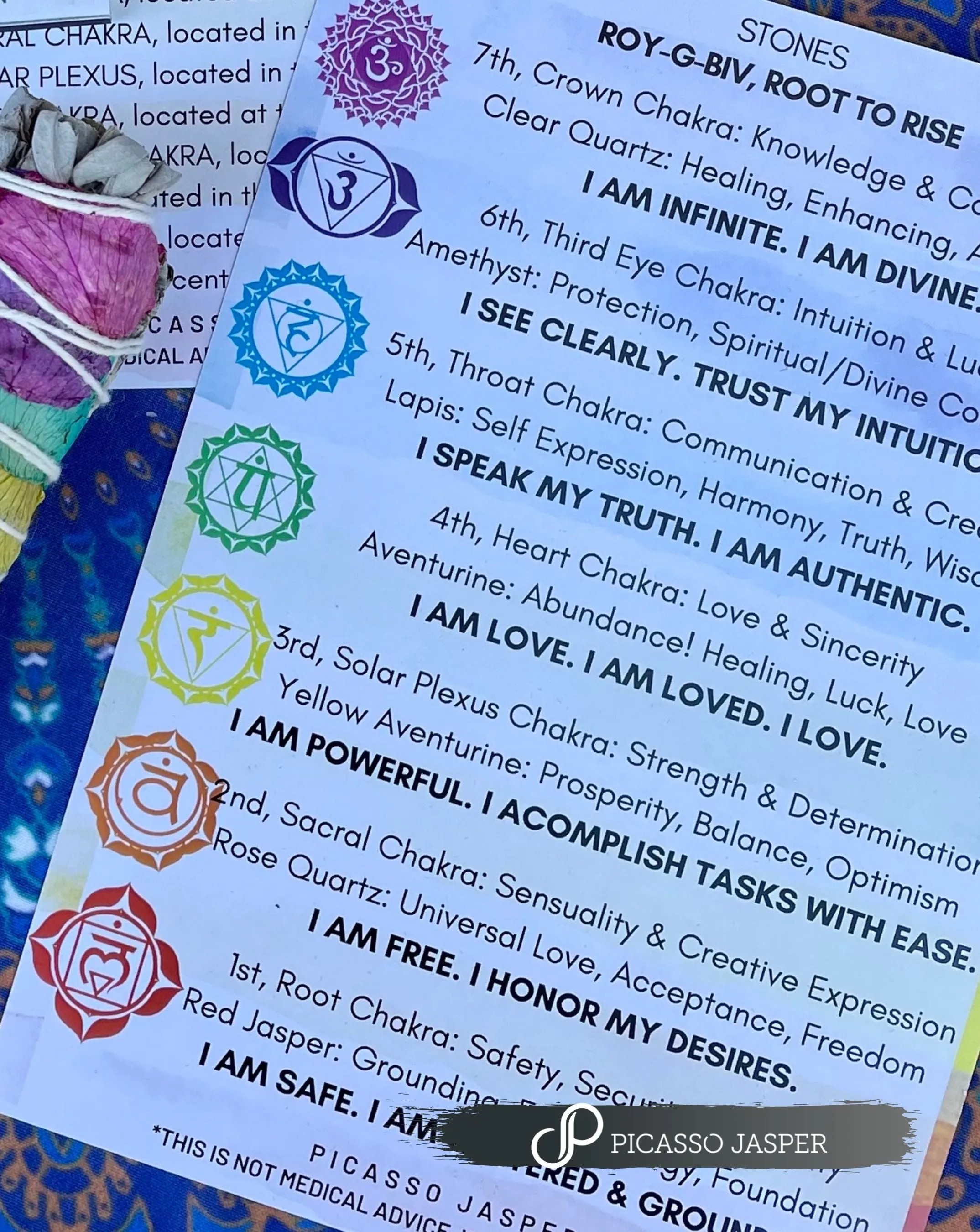 Chakra Stone Set   Sage & Meditation Card Bundle