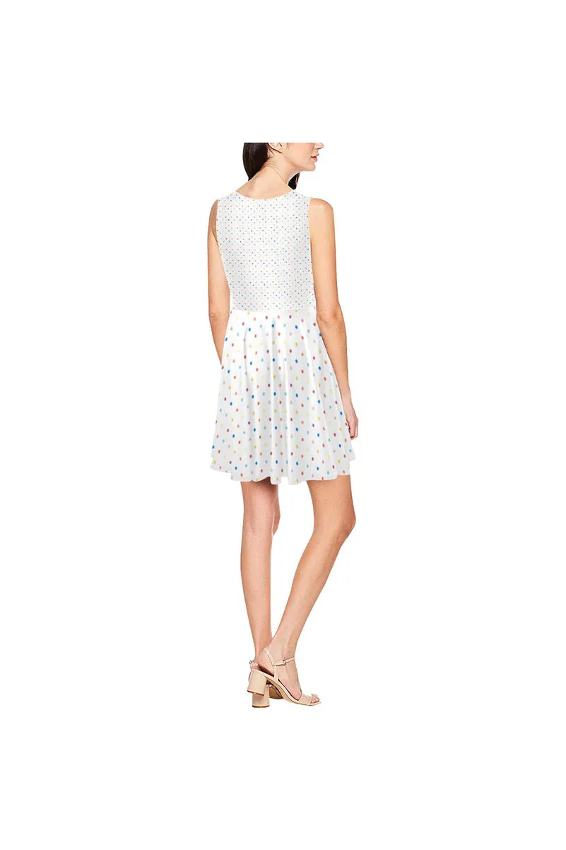 Colored Polka Dot Thea Sleeveless Skater Dress(Model D19)