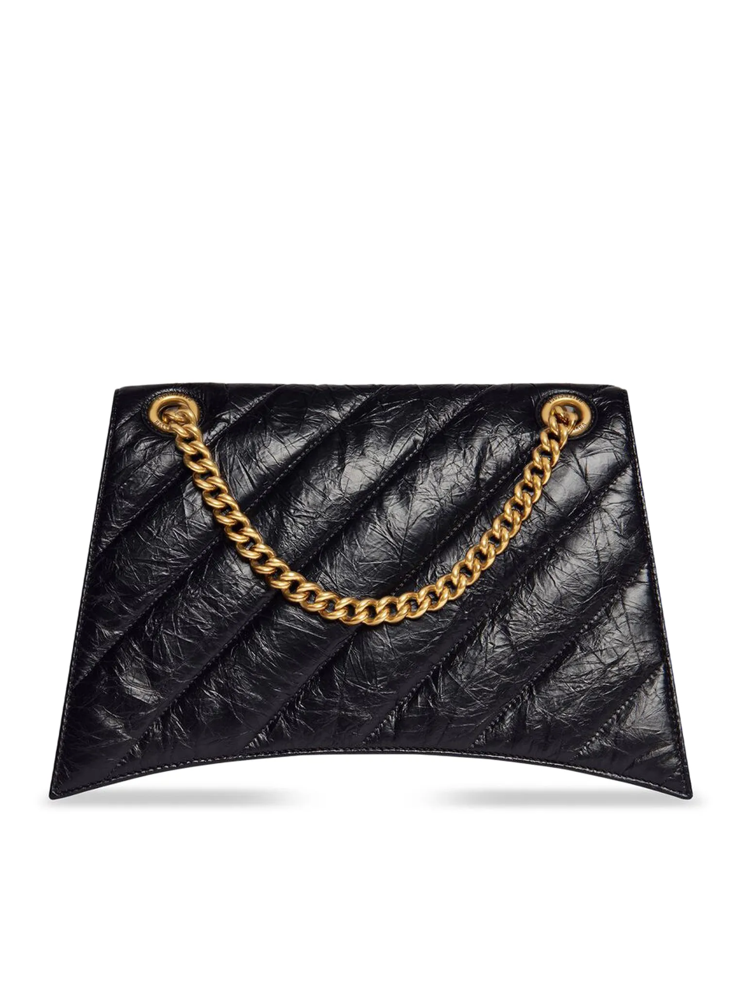 CRUSH BAG WITH MEDIUM QUILTED CHAIN FOR WOMEN IN BLACK