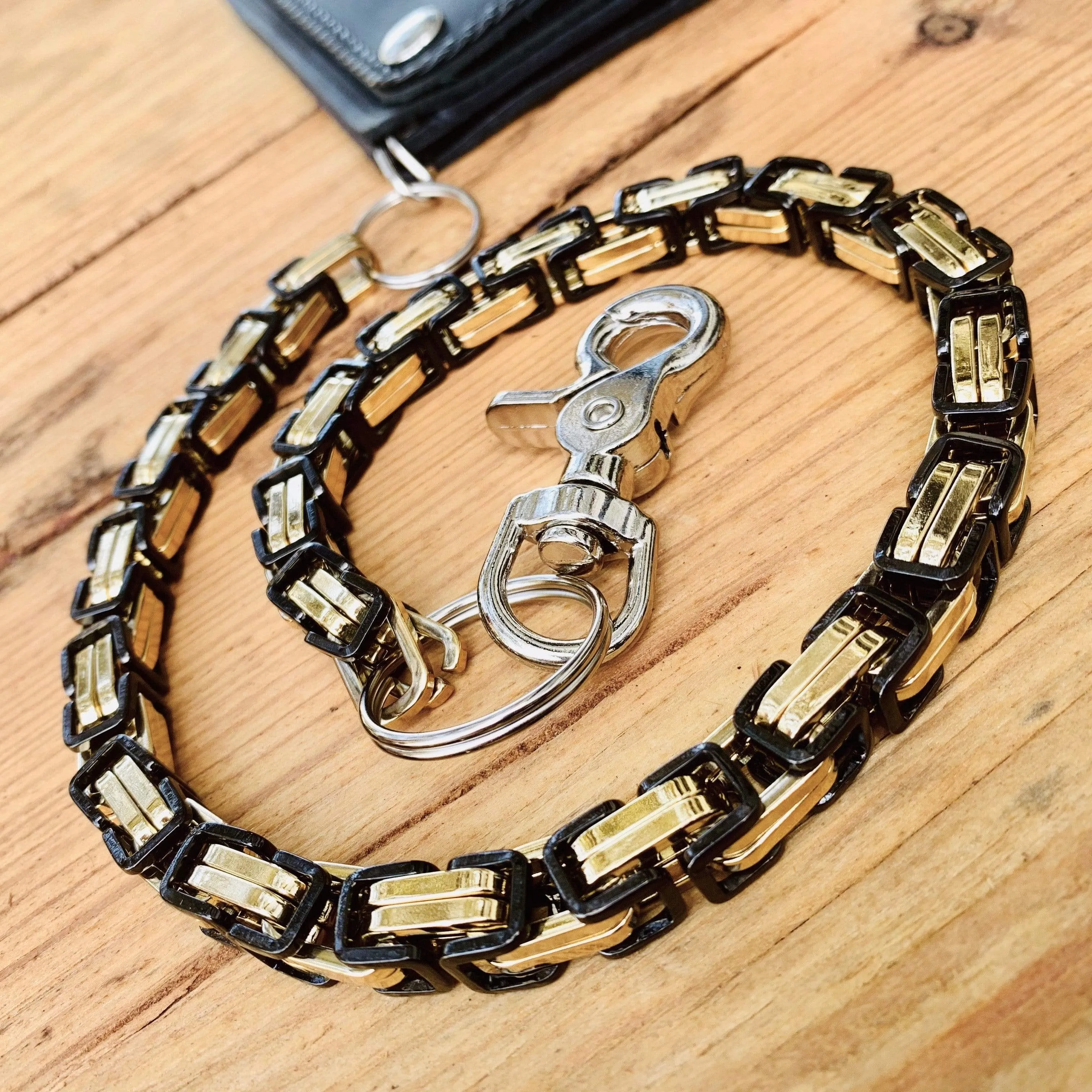 Daytona - Gold & Black - Wallet Chain Road King - 3/4 inch wide