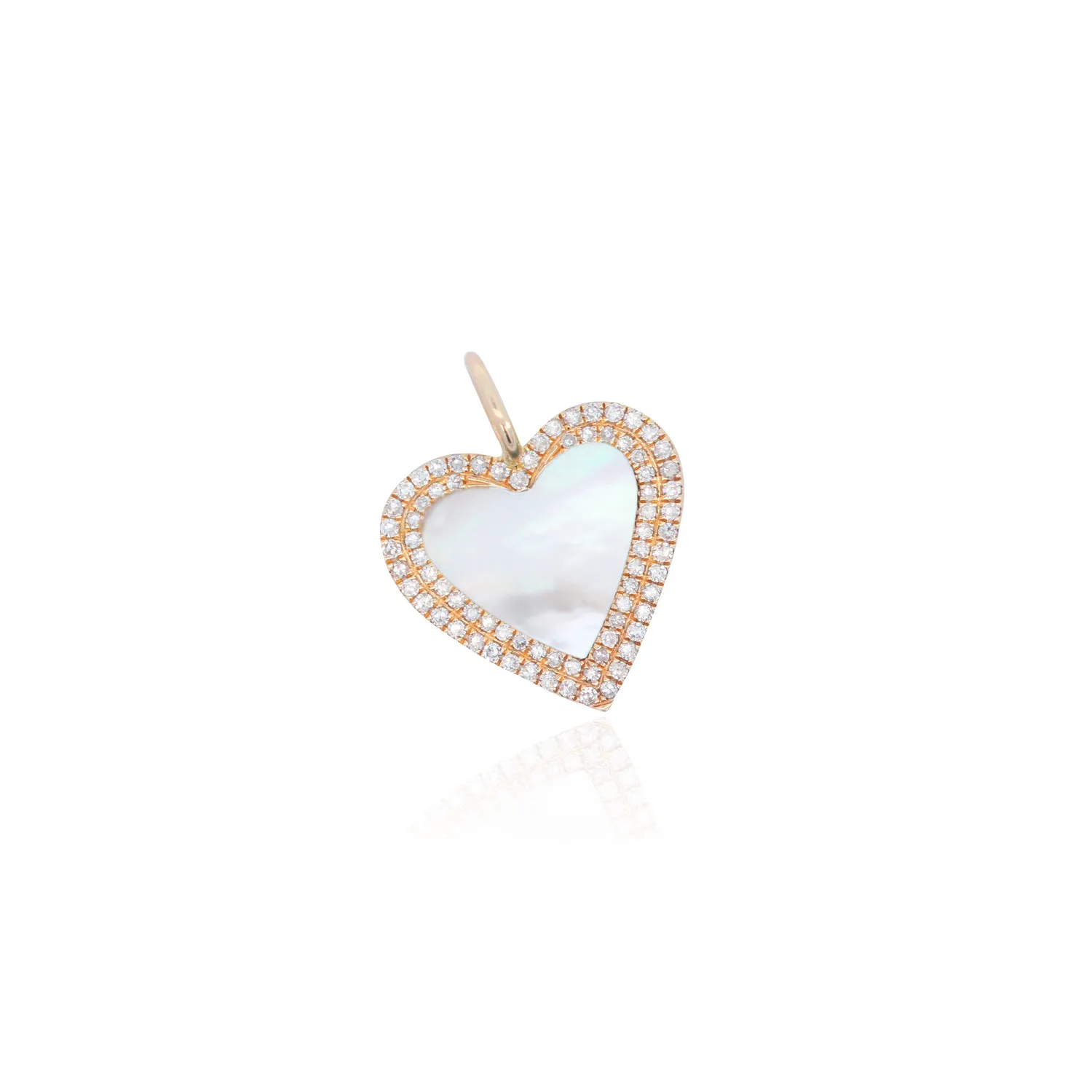 Double Diamond Mother of Pearl Heart Charm