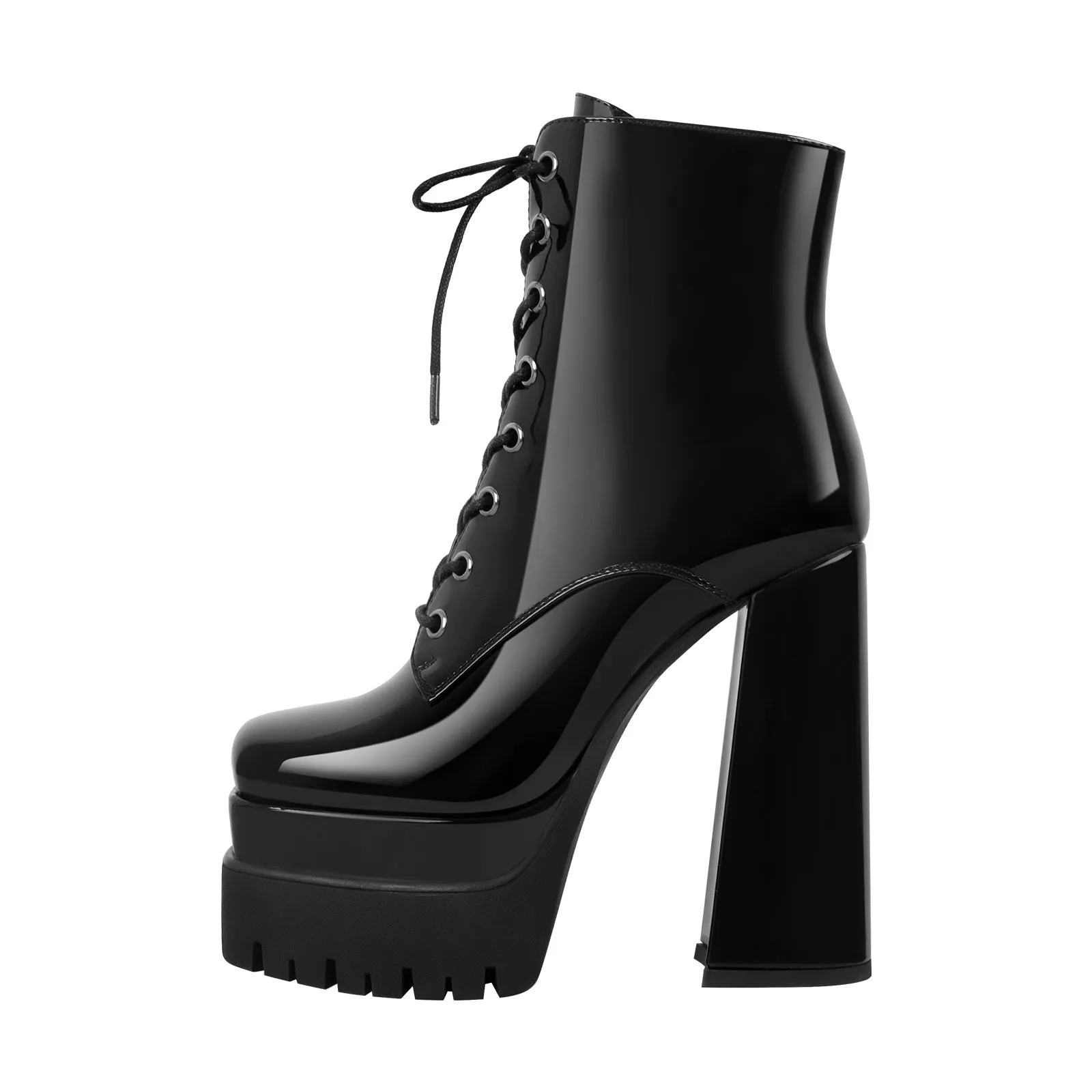 Double Platform Lace up Ankle Boots