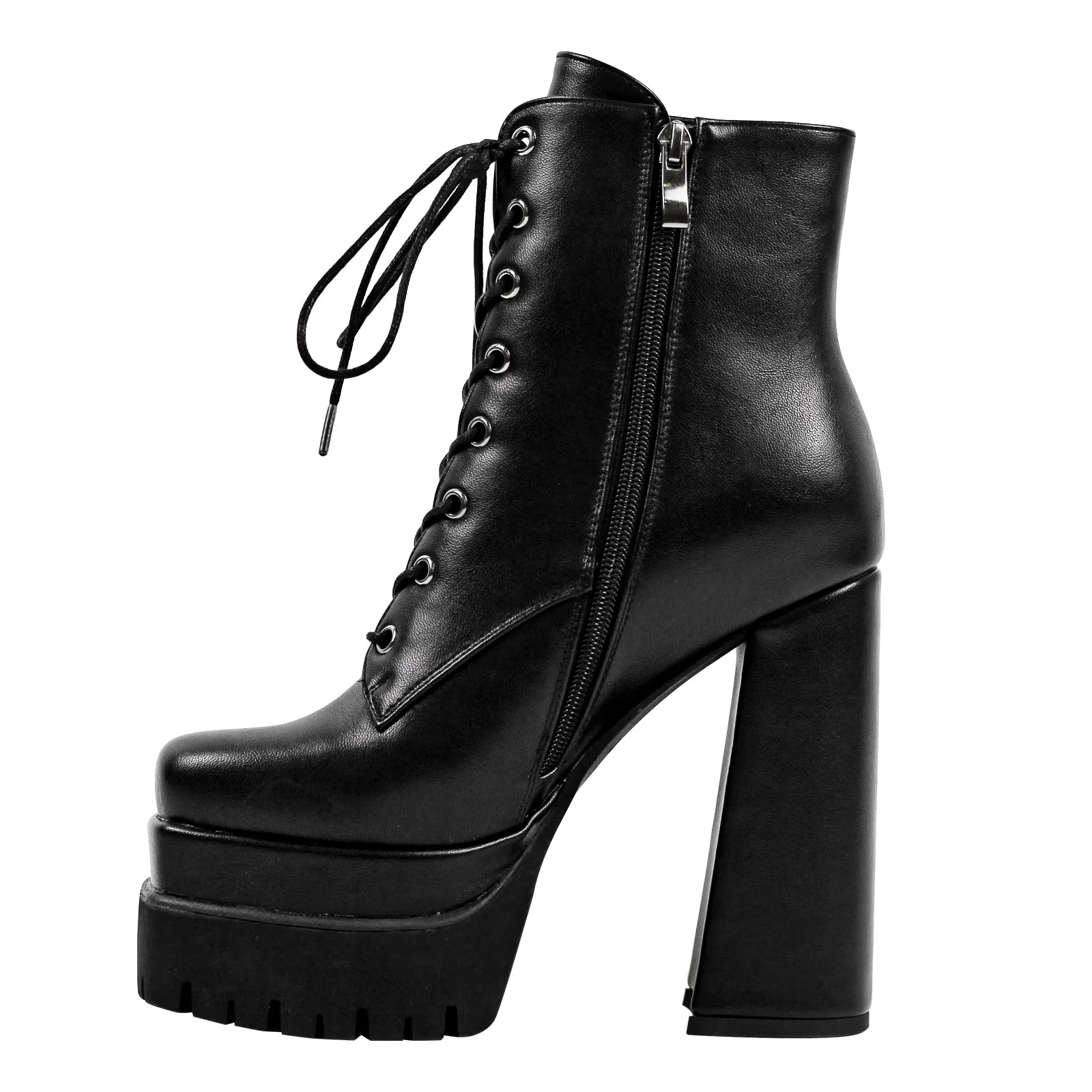 Double Platform Lace up Ankle Boots