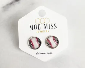 Druzy Stud Earring Leopard Baseball