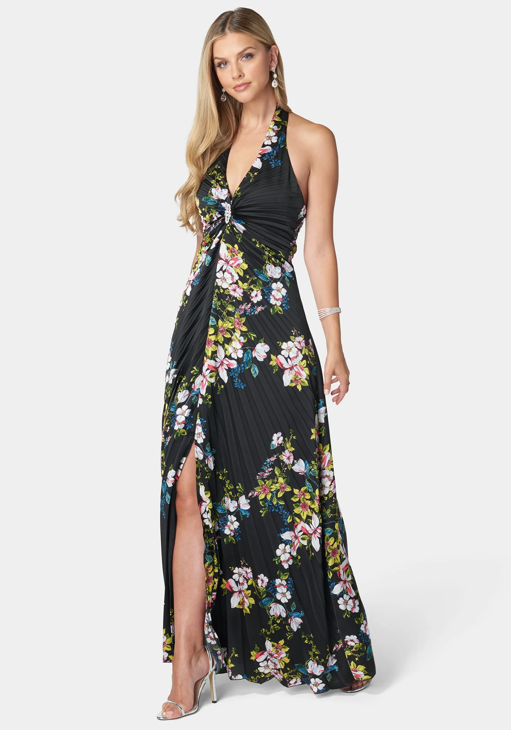 Estelle Pleated Satin Maxi