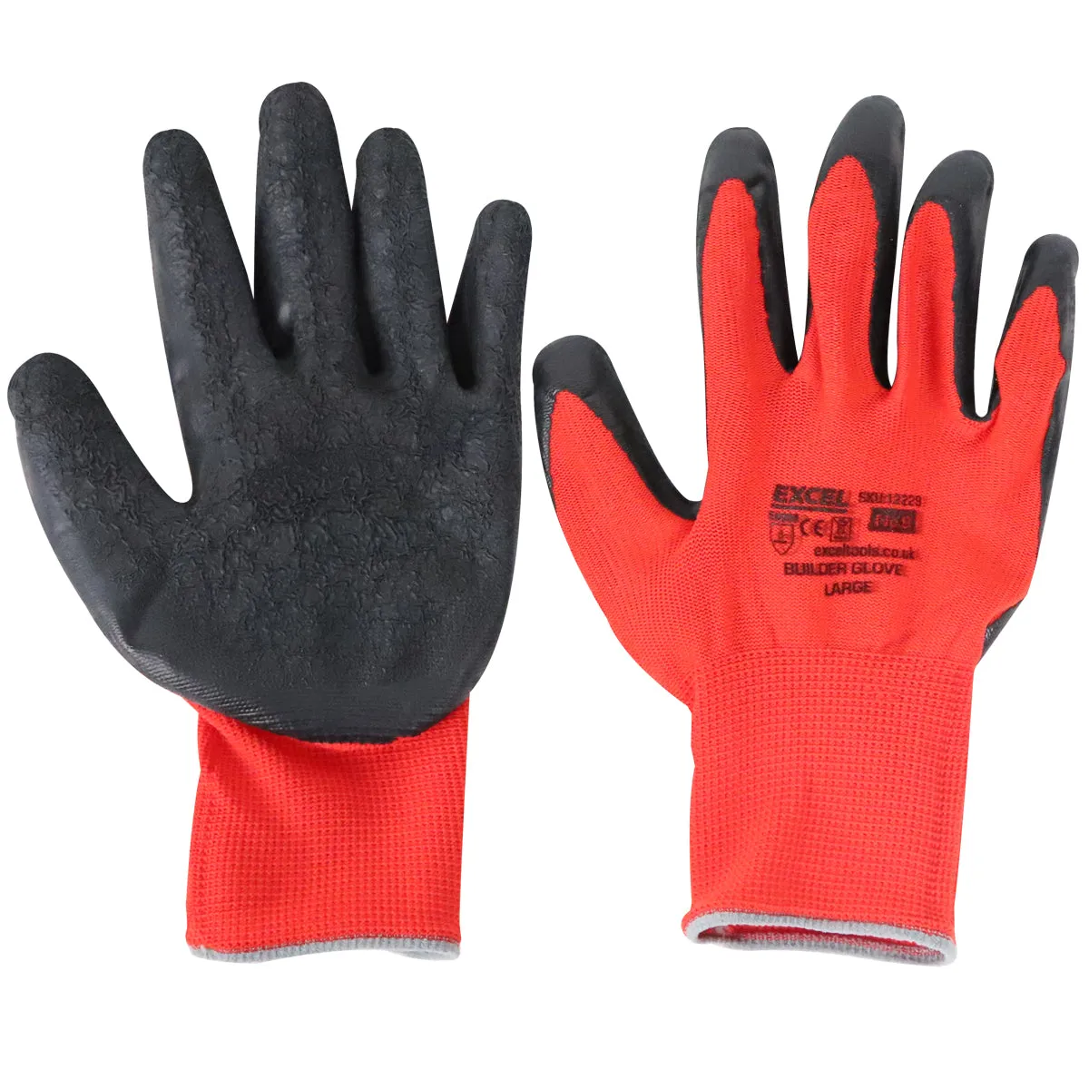 Excel Builder Gloves Red & Black Size XL Pack of 12