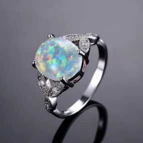 Fire Opal Platinum Plated Ring