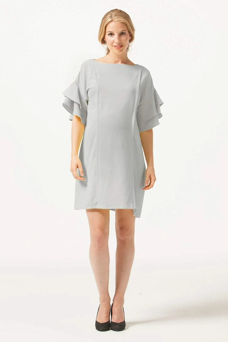 Flare Sleeve Yulia Nursing Dress Grey