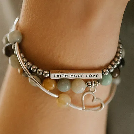 Godmother | Stone Beaded Charm Bracelet | Amazonite