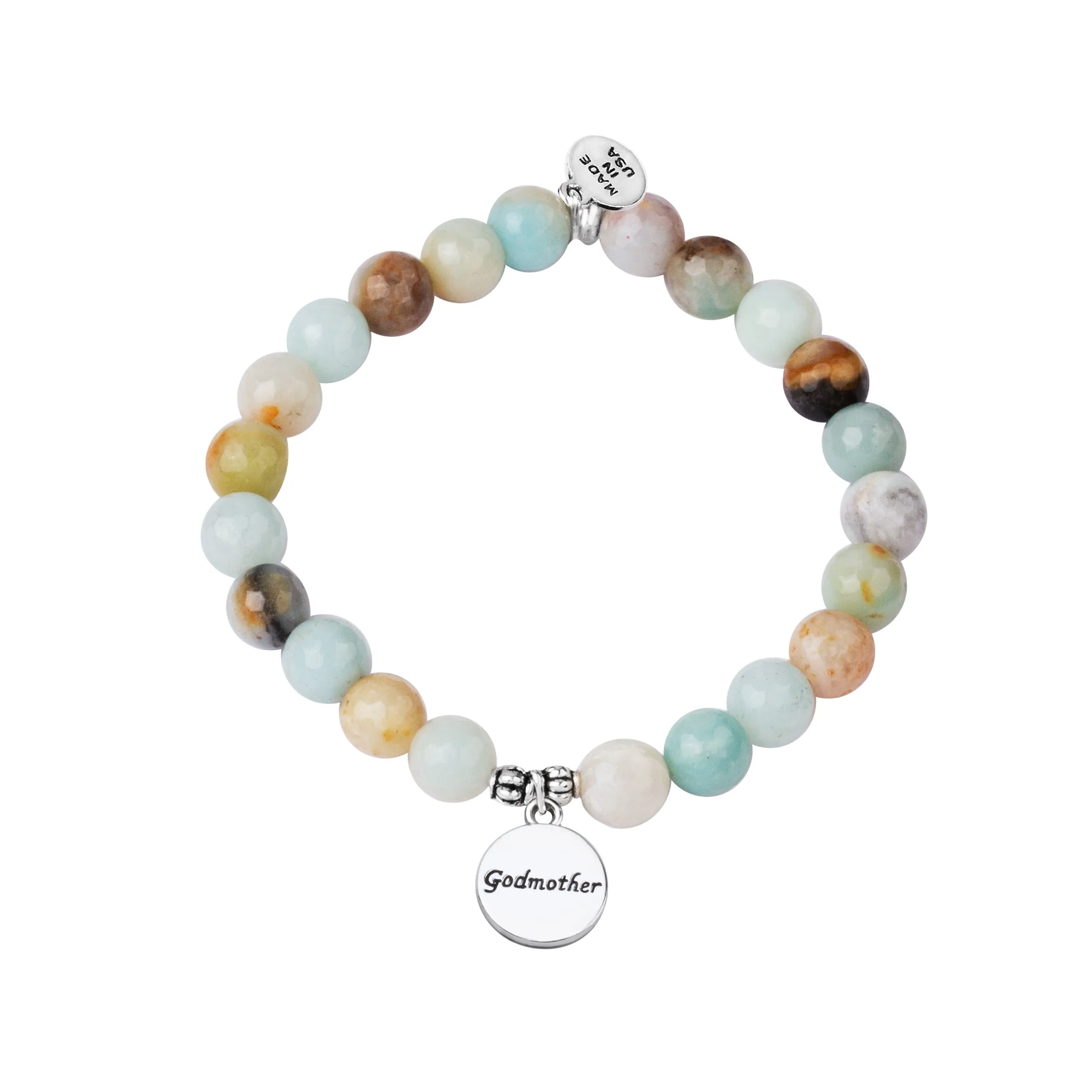 Godmother | Stone Beaded Charm Bracelet | Amazonite