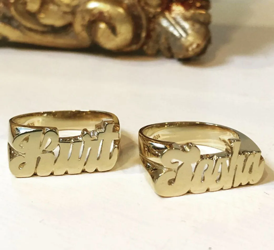 Gold Name Ring - Medium