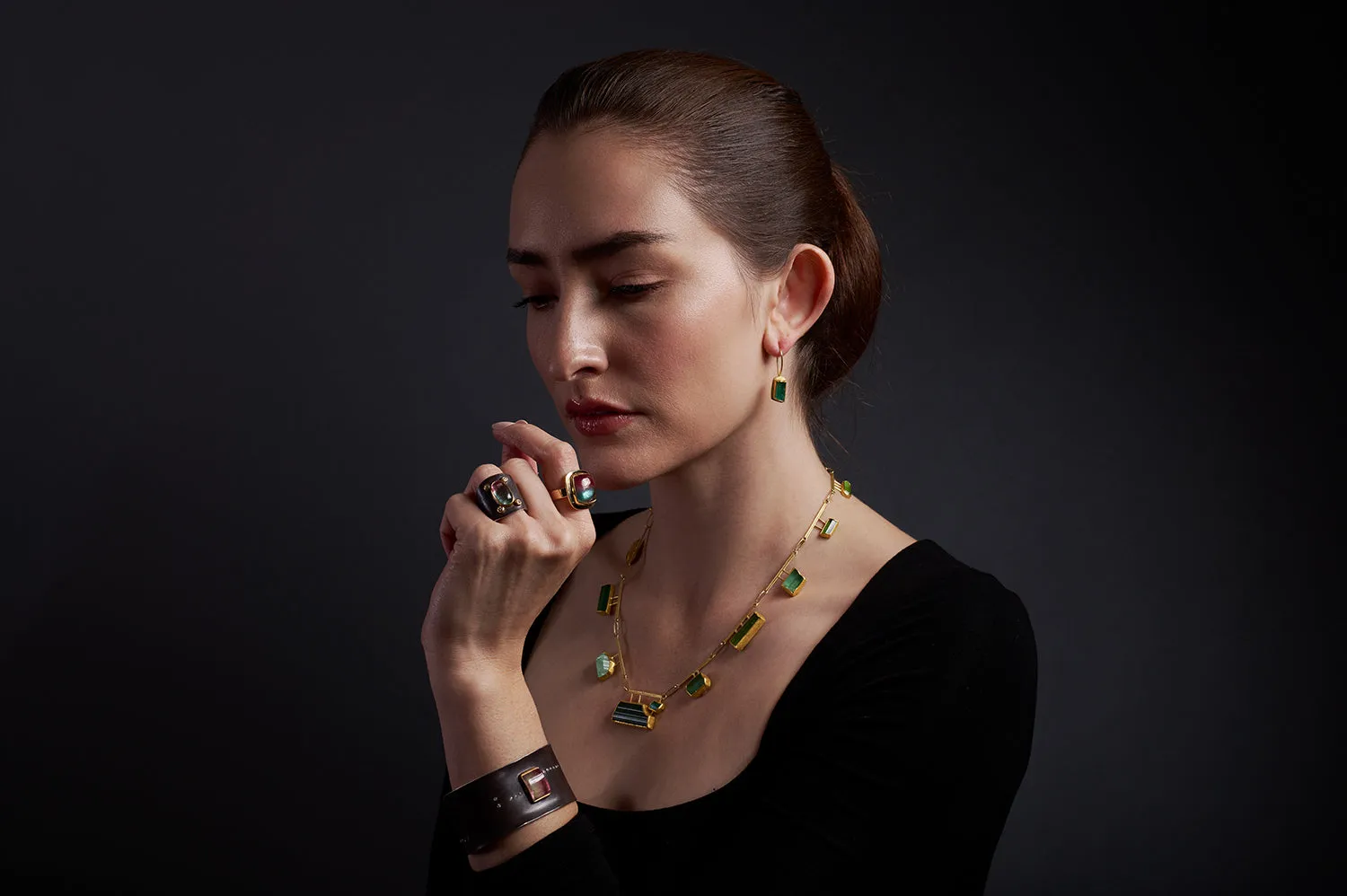 Green Tourmaline & Gold Necklace