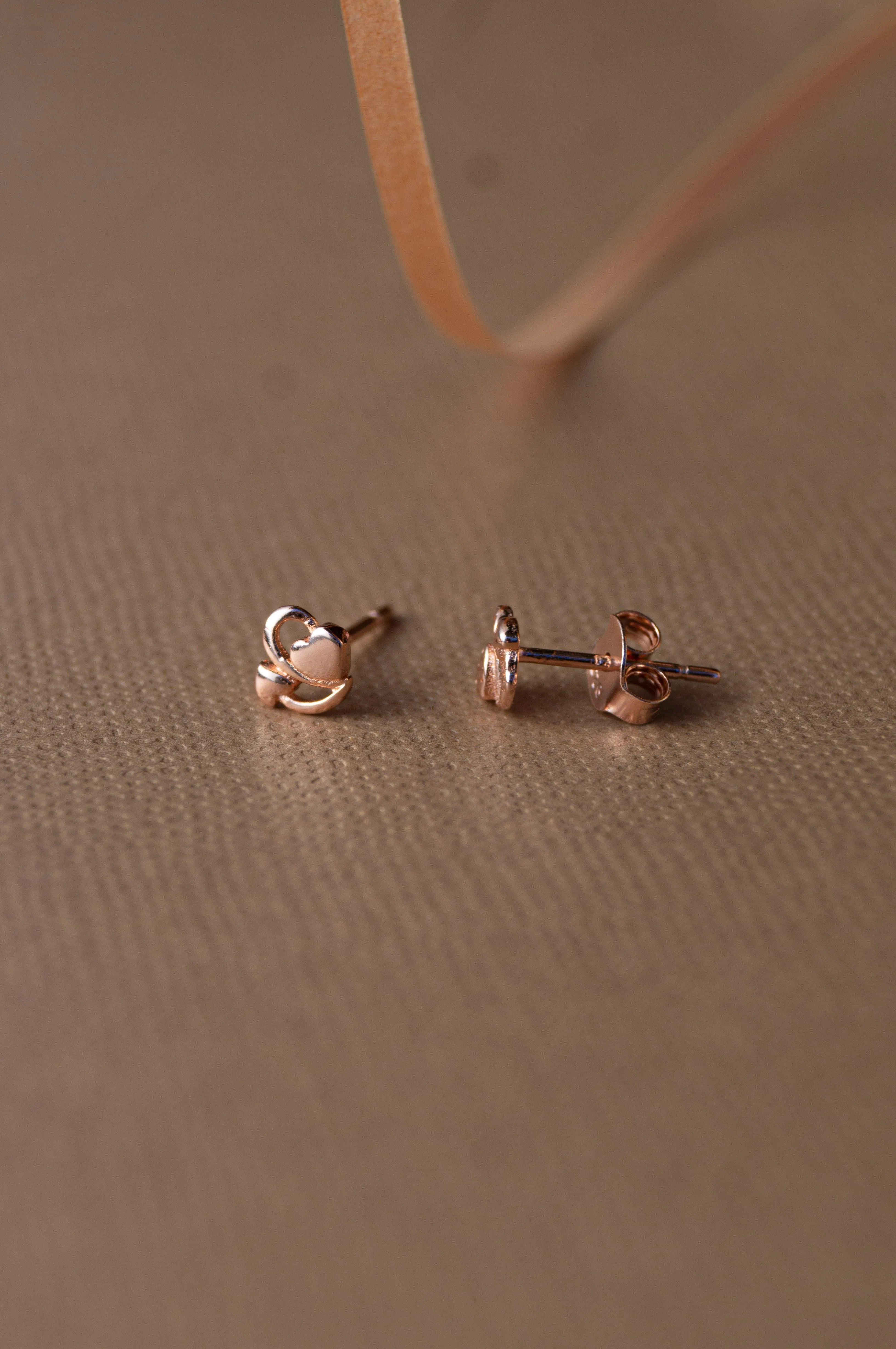 Hanging Together Hearts Gold Plated Mini Sterling Silver Stud Earrings