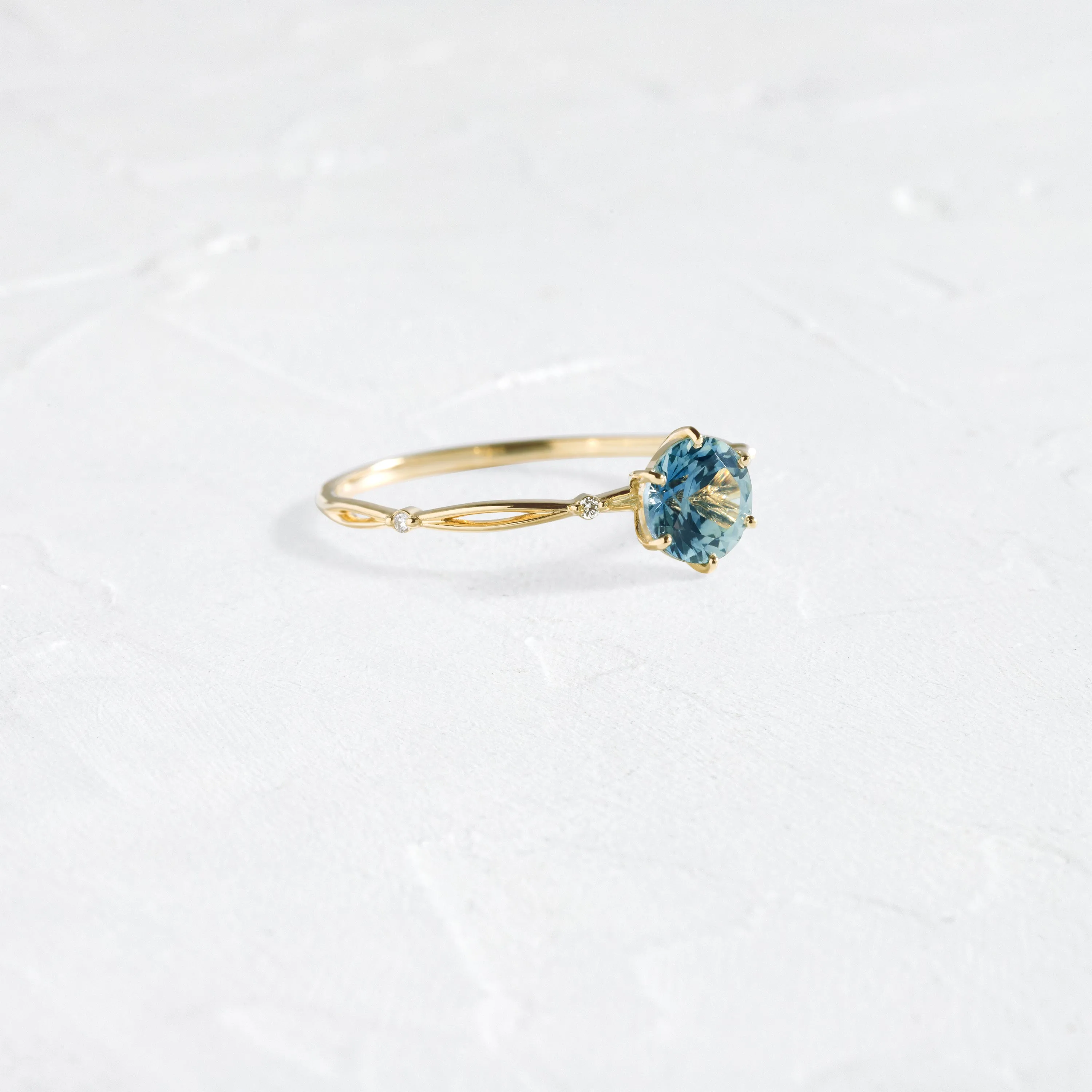 Hillside Ring, 0.85ct. Greenish Blue Sapphire