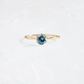 Hillside Ring, 0.85ct. Greenish Blue Sapphire