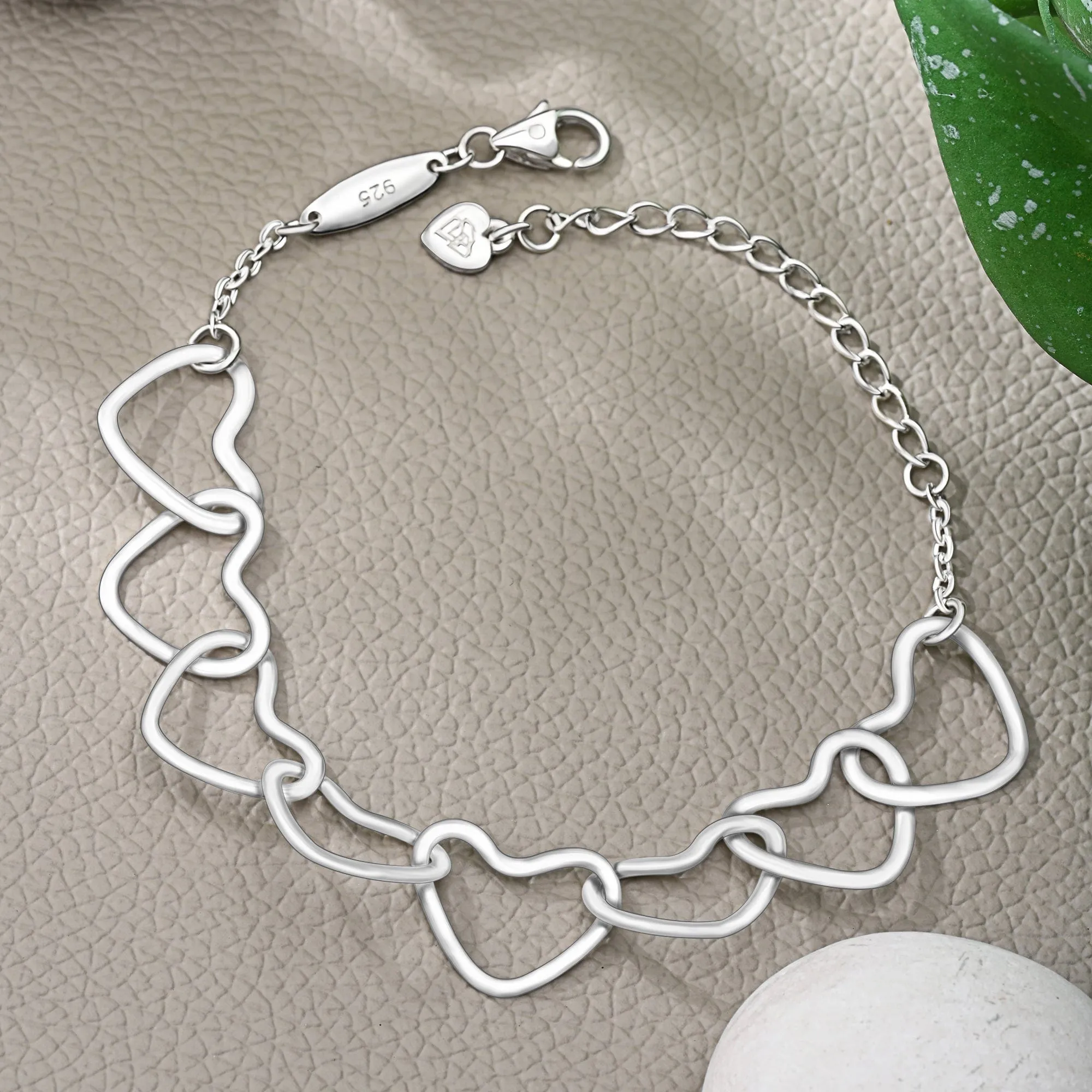 Interlocking BFF Heart Friendship Bracelet Sterling Silver