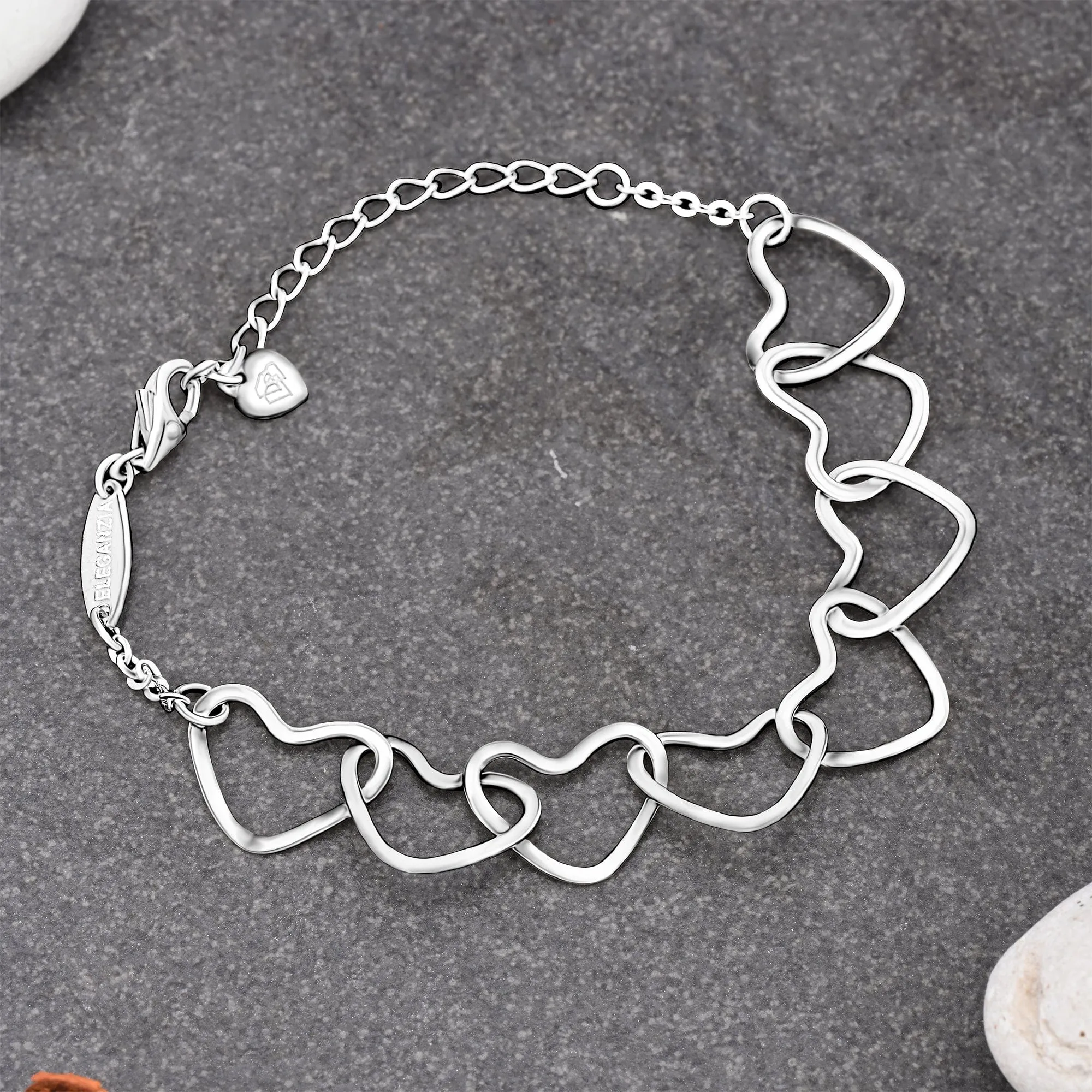 Interlocking BFF Heart Friendship Bracelet Sterling Silver