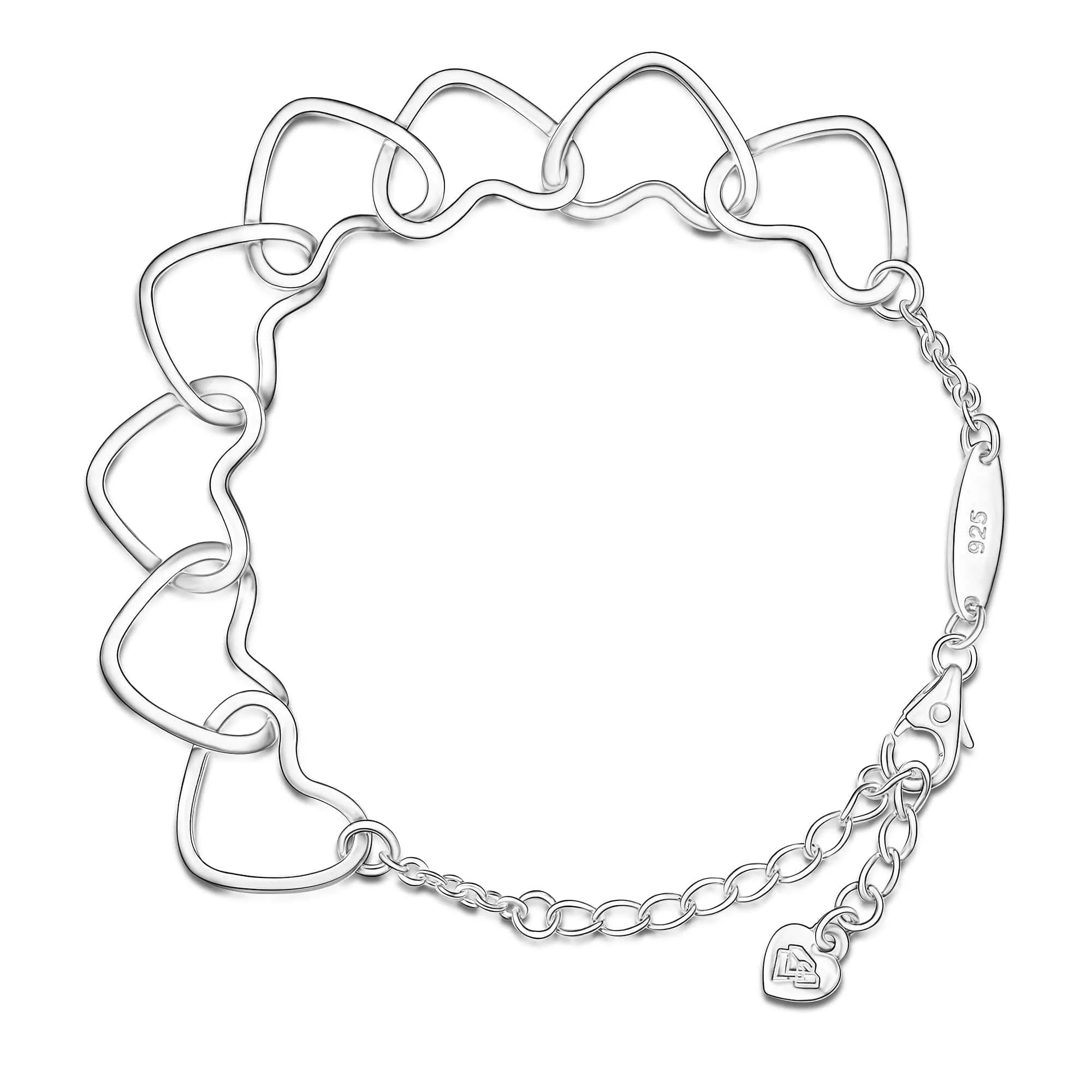 Interlocking BFF Heart Friendship Bracelet Sterling Silver