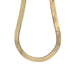 Italian Sterling Silver (6mm) Herringbone Necklace - 18K Gold Plated