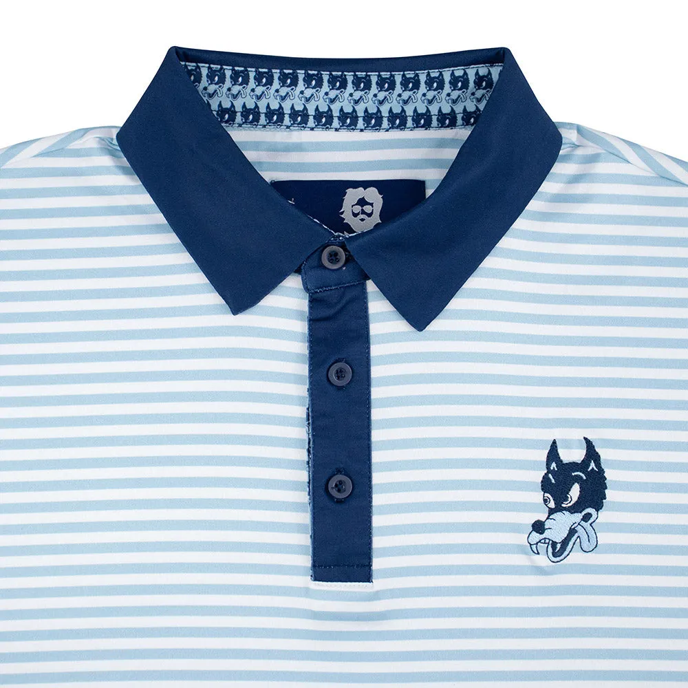 Jerry Garcia| Eco-Friendly Performance Polo  | Wolf Light Blue and White Stripes