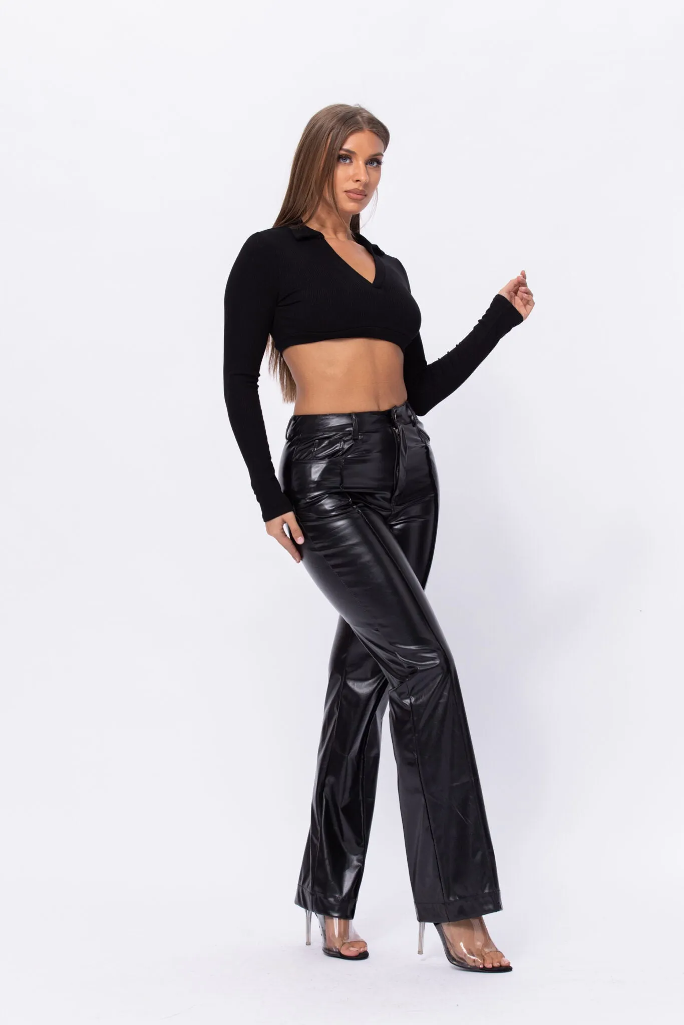 Leave Him On Read Faux Leather Pants - Black