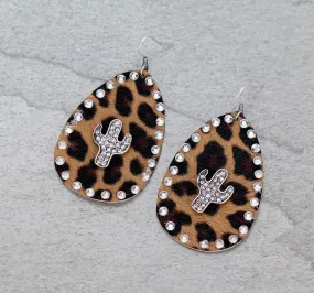 Leopard cactus earrings