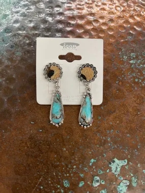 Leopard turquoise drop earrings