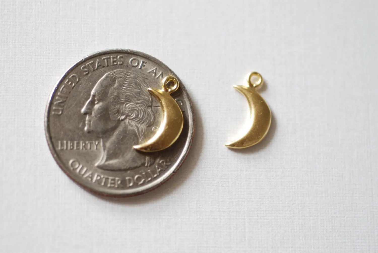 Matte Wholesale Vermeil Gold Crescent Moon - Small gold crescent moon, 18k gold plated over sterling silver moon, Gold Half moon charms, 25